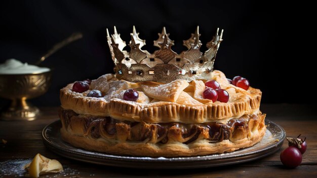 Photo gâteau traditionnel couronne jour des trois rois