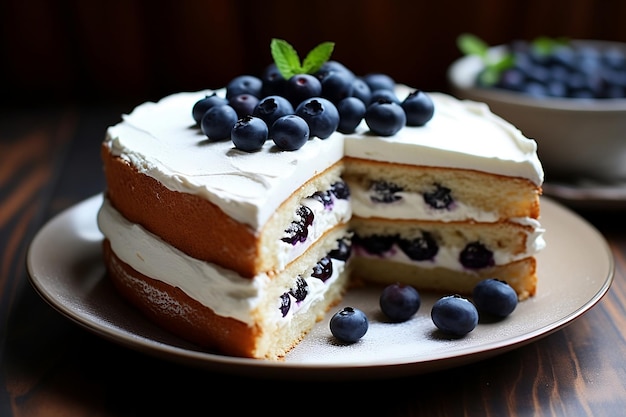 Gâteau vanille aux myrtilles et myrtilles