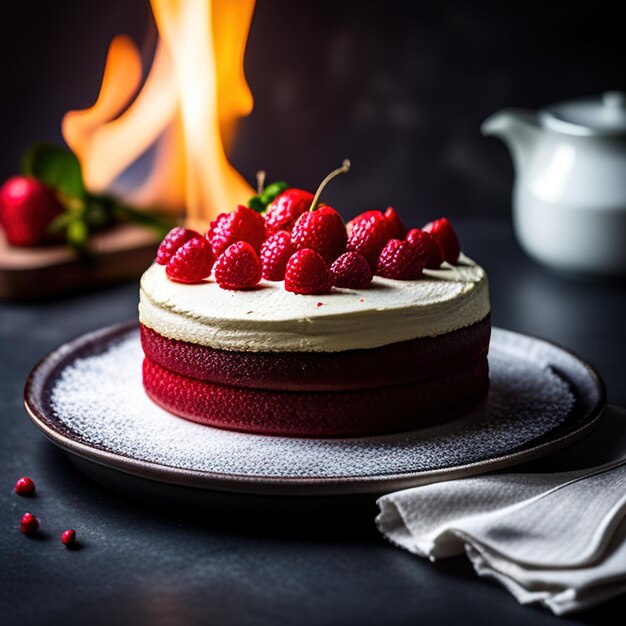 gâteau de velours rouge créé avec une IA générative