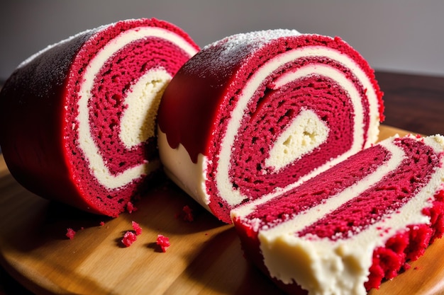 Gâteau de velours rouge avec un glaçage blanc dessus