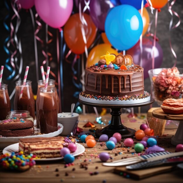 Des gâteaux, des bonbons, du chocolat, des sifflets, des banderoles, des ballons, des fêtes d'anniversaire pour enfants, de l'intelligence artificielle générative.