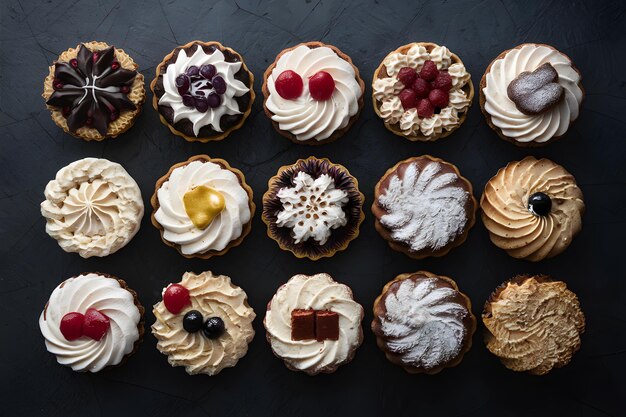 Des gâteaux à la crème assortis un assortiment décadent plaisant au palais