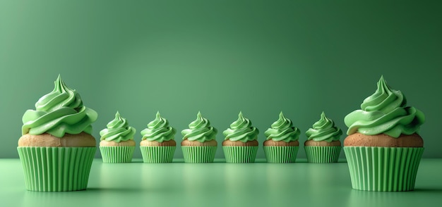 Photo des gâteaux de fête verts à rangées lisses, verts, motifs verts simples dans des couleurs vertes, minimalistes.