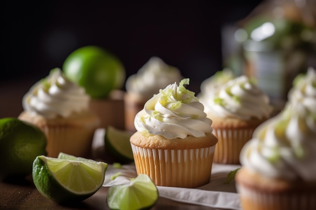 Gâteaux de graines de pavot au citron avec glaçage au fromage à la crème et crème de citron et de citron vert