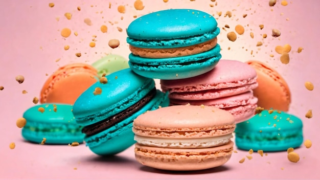 Gâteaux macarons colorés Petits gâteaux français Macarons français sucrés et colorés