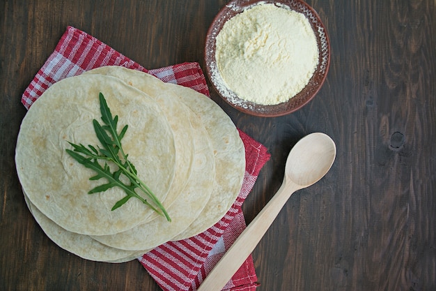 Gâteaux plats pour tacos ou burritos.