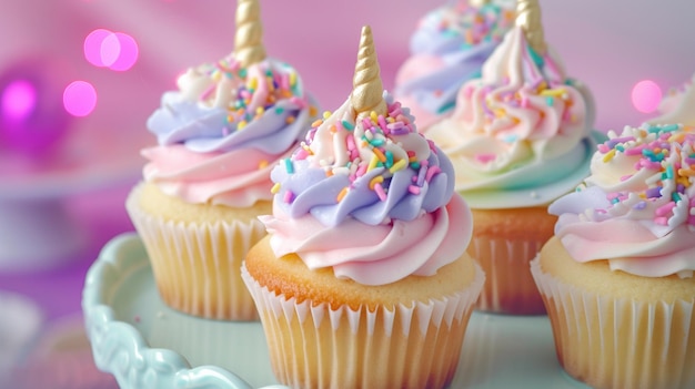 Des gâteaux de rêve de licorne au design coloré génératif Ai