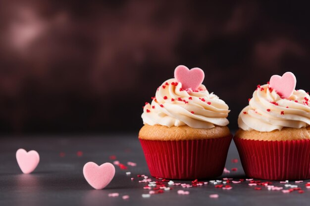 Des gâteaux de la Saint-Valentin décorés de cœurs roses AI générative