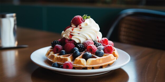 gaufre aux fraises avec glace