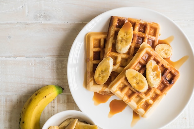 gaufre à la banane avec caramel