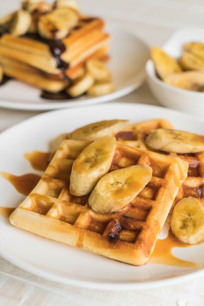 gaufre à la banane avec caramel