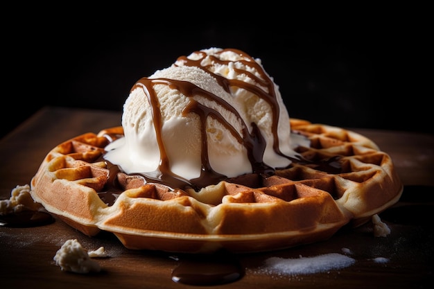 Gaufre boule glace chocolat Generate Ai