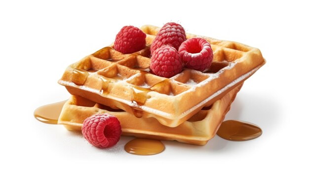 une gaufre avec des framboises et des framboux