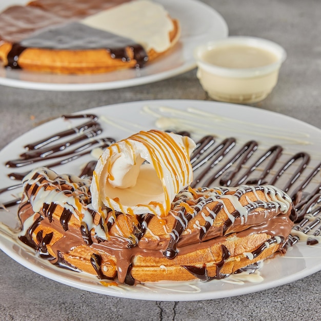 Gaufre nuttela avec glace