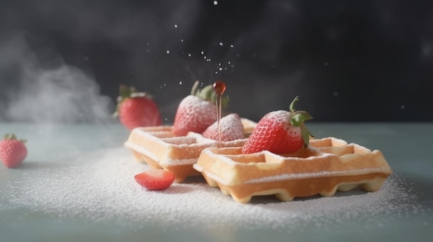 Gaufres aux fraises Illustration AI GenerativexA