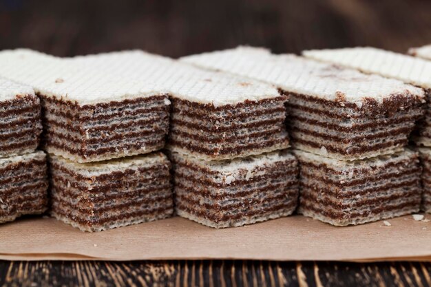 Gaufres de blé fourrées au chocolat