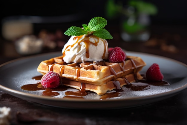 Gaufres à la crème glacée générées par l'IA