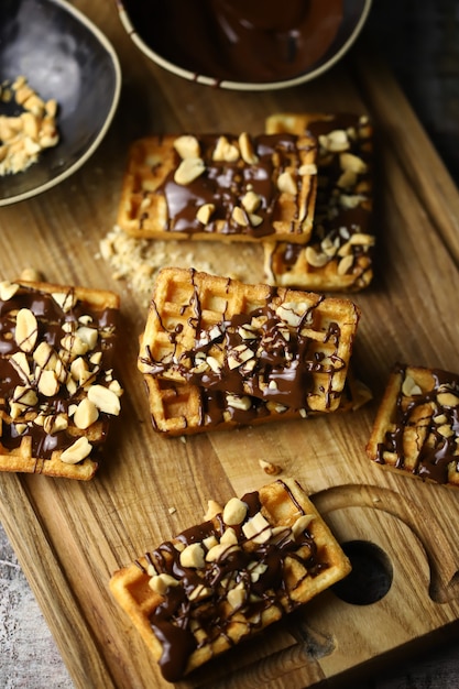 Gaufres françaises au chocolat et aux noix