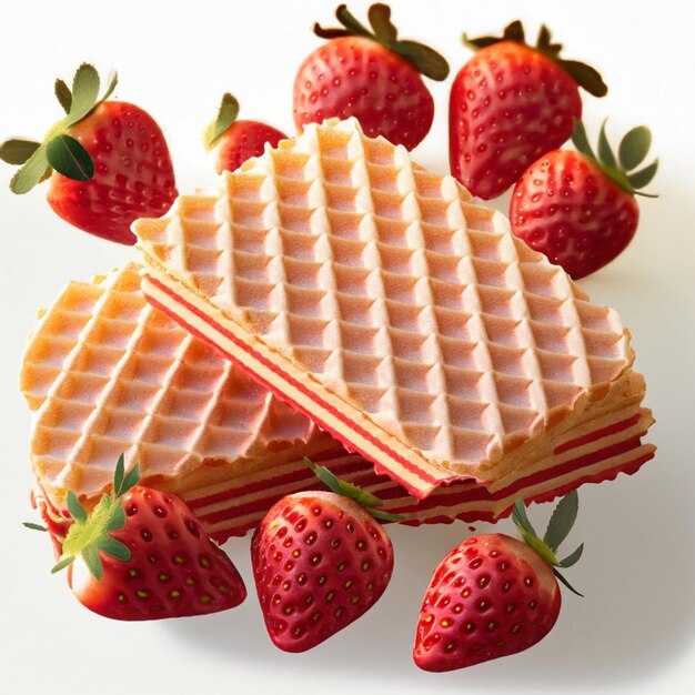 gaufrette aux fraises et fraises