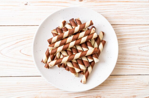 gaufrettes au chocolat bâton rouleau