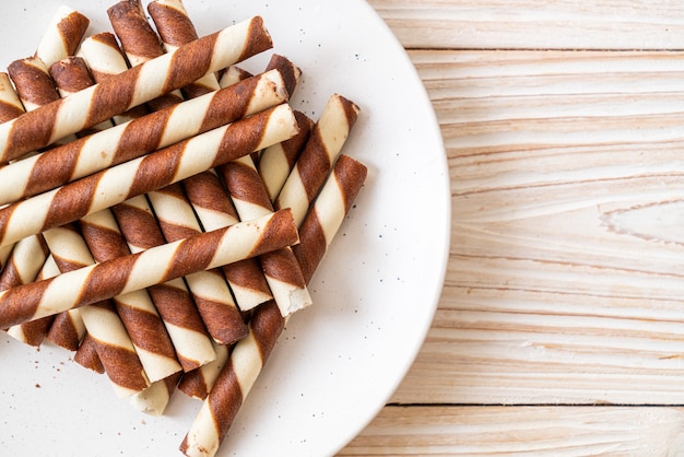 gaufrettes au chocolat bâton rouleau