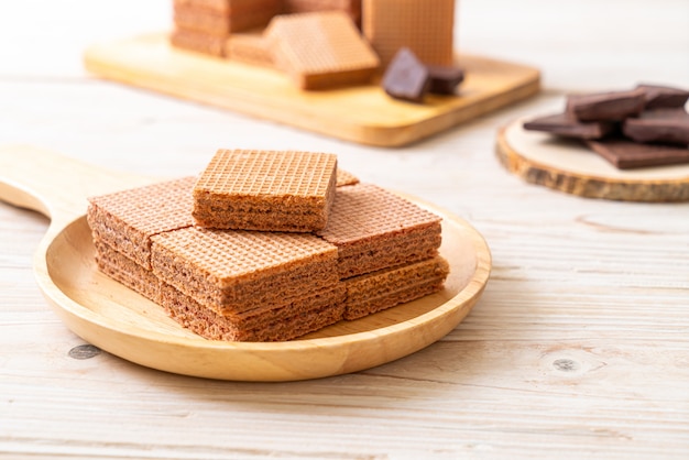 gaufrettes au chocolat avec crème au chocolat