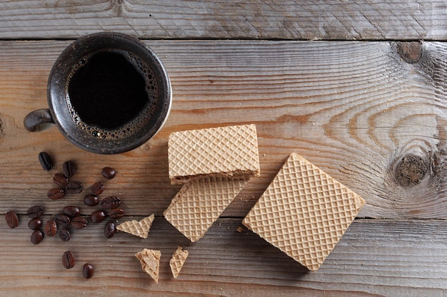 Gaufrettes et tasse de café