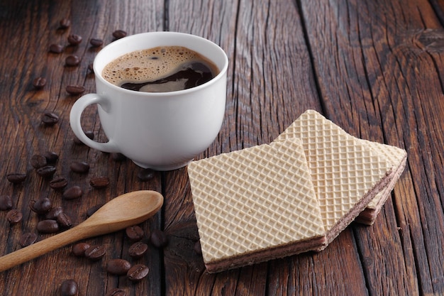 Gaufrettes et tasse de café