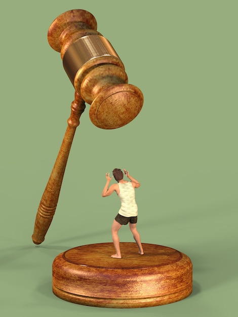 Gavel et figure d'un homme