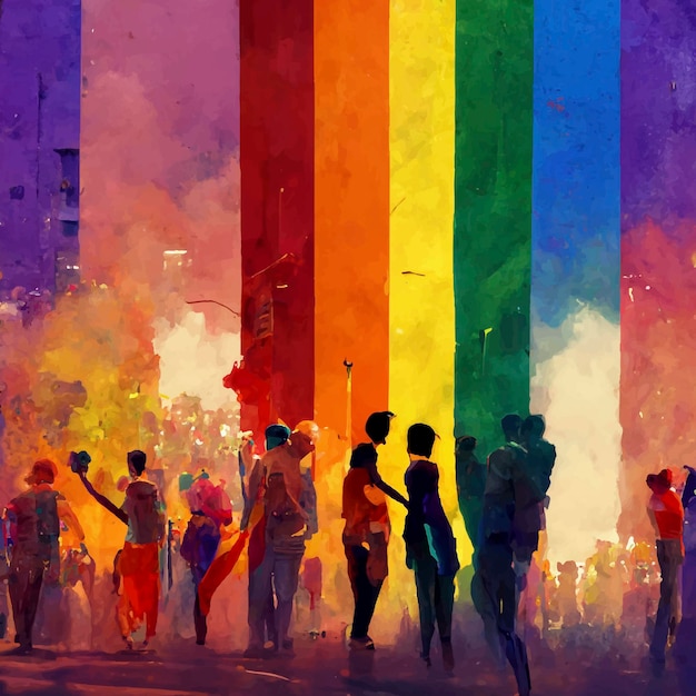 Gay pride belle illustration animée marche de la fierté