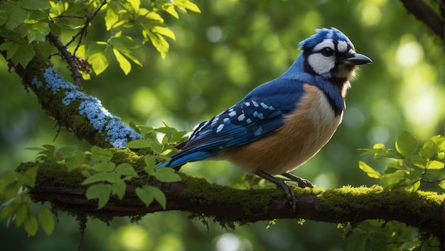 Geai bleu dans la forêt