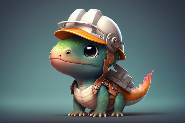 Un gecko avec un casque et un casque