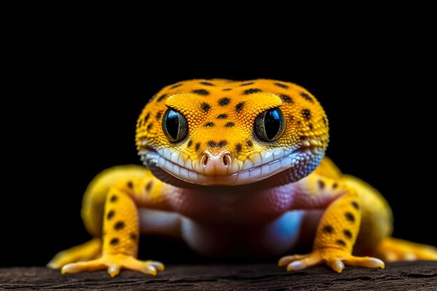 Un gecko à fond noir