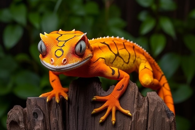 Gecko orange coloré dans son habitat