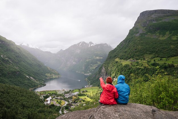 Geiranger et fjord de Geirangerfjord Norvège