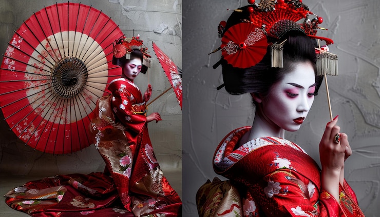 Photo geisha japonaise en costume traditionnel photographie portrait mode