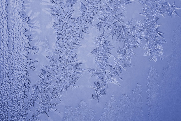 Le gel inhabituel sur une fenêtre d'hiver