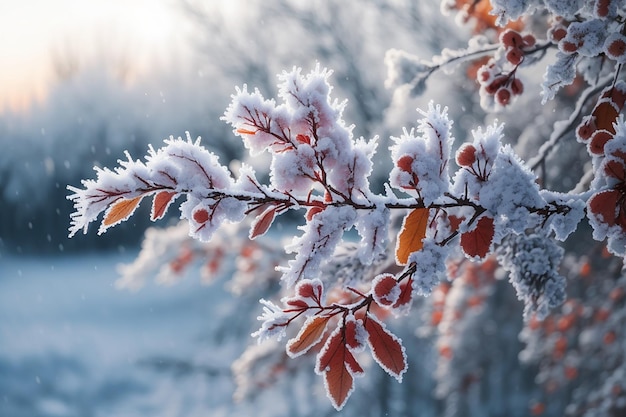 Photo gel et neige sur les branches belle photo d'arrière-plan hivernale saisonnière de la nature gelée