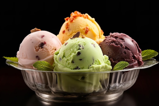 Gelato italien traditionnel aux saveurs assorties