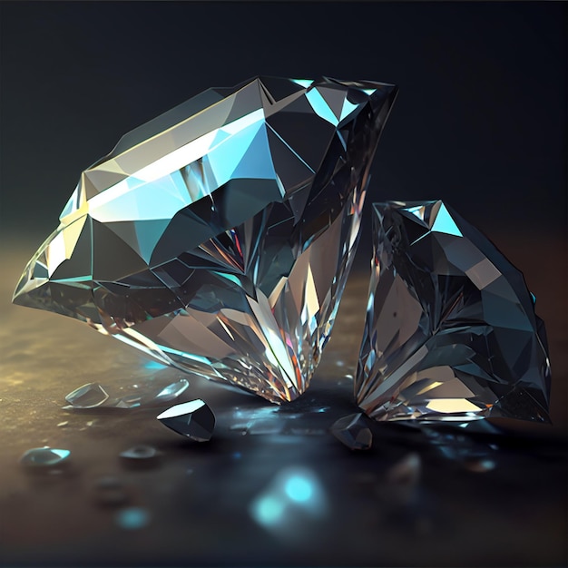 La gemme de cristal de diamant reflète l'image générée par l'IA d'arrière-plan flou