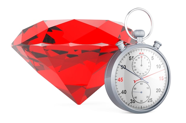 Gemme rouge avec rendu 3D chronomètre