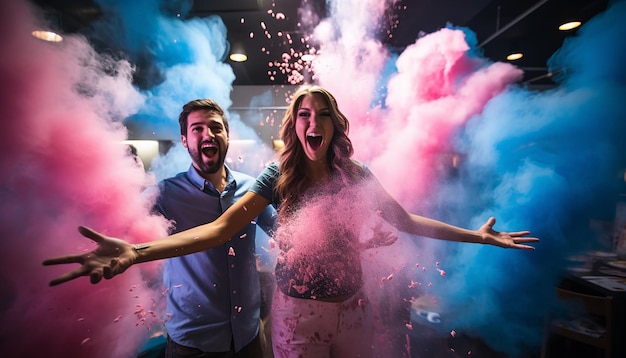 Gender Reveal Party séance photo concept surprise Créatif et coloré