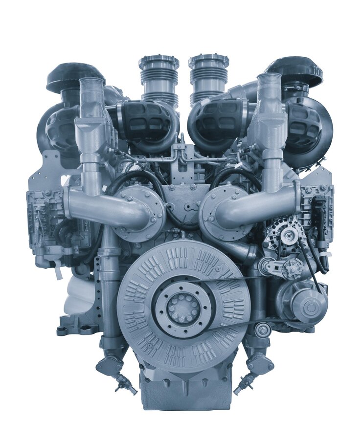 Photo générateur électrique industriel diesel et gaz isolé sur fond blanc
