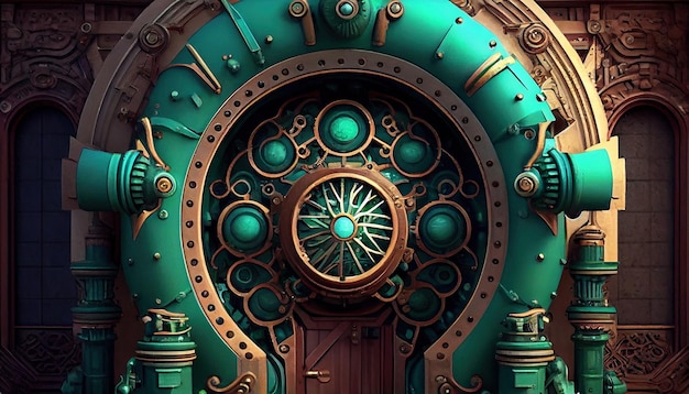 Générateur de portail Steampunk illustration d'art numérique IA générative