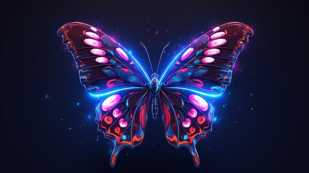 Photo génératif ai amiral papillon animal au néon images d'illustration en couleur
