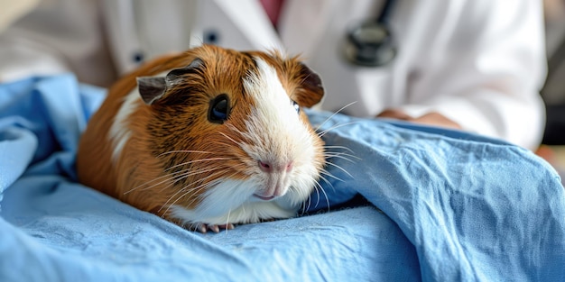 Génératif AI mignon petit cochon d'Inde sur la table étant examiné par un vétérinaire professionnel i