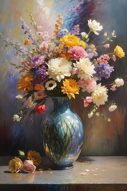 Un génératif d'une peinture d'un vase avec des fleurs dans le style de l'aquarelle