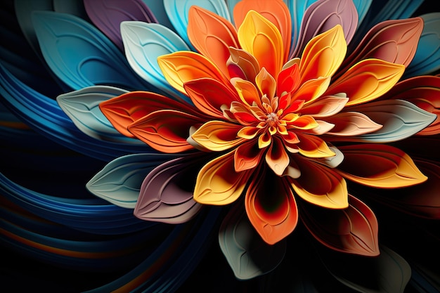 Génération d'AI de fleur de fond abstrait fractal coloré