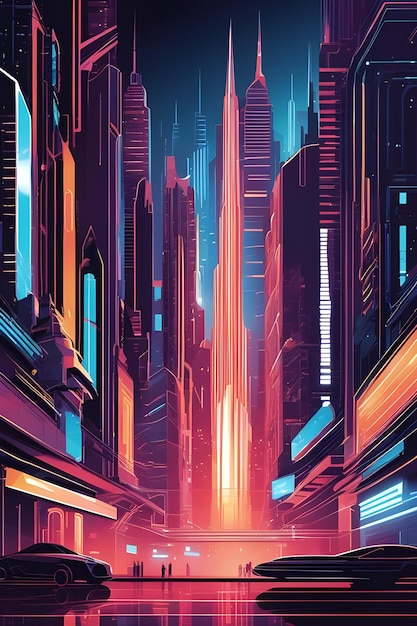 Génération ai de vecteur d'affiche de ville futuriste numérique