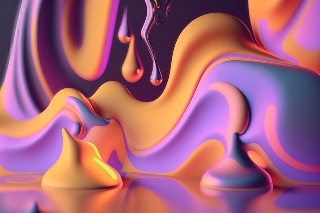 Génération d'IA liquide de goutte de gradient holographique abstrait 3d